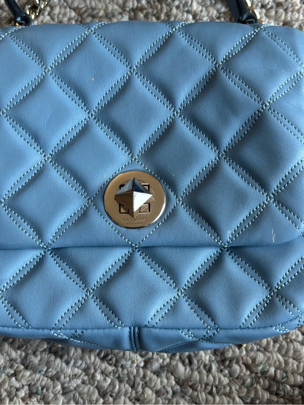 Kate Spade Quilted Light Blue Crossbody Shoulder Bag